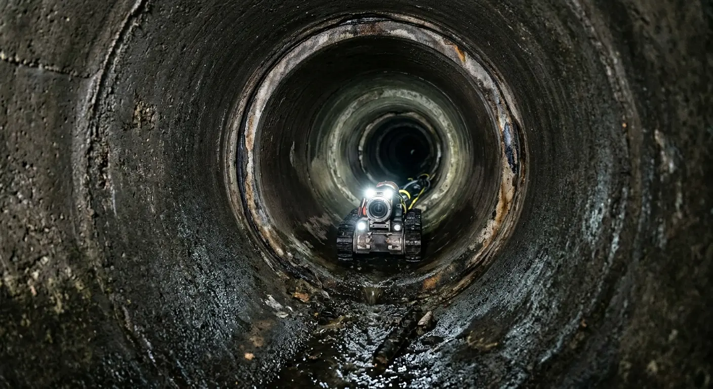 Robotic sewer camera inspecting pipe interior for Drain Snake Service in Menlo Park